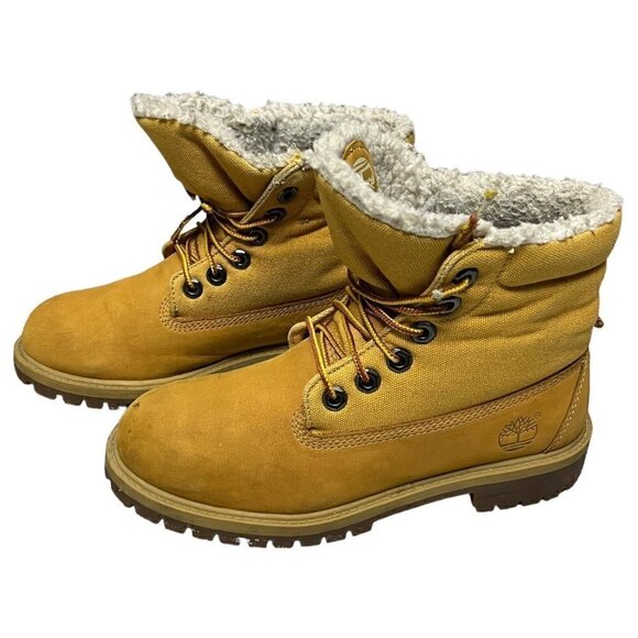 Timberland Sherpa Fleece Fold-Down Winter Designer Streetwear Low Boots - Picture 2 of 5